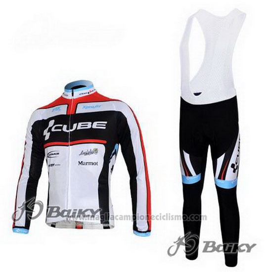 2012 Abbigliamento Ciclismo Cube Nero e Bianco Manica Lunga e Salopette